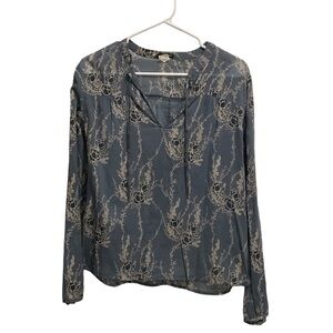 J.‎ Crew Floral Print Blouse Long Sleeve Semi-Sheer